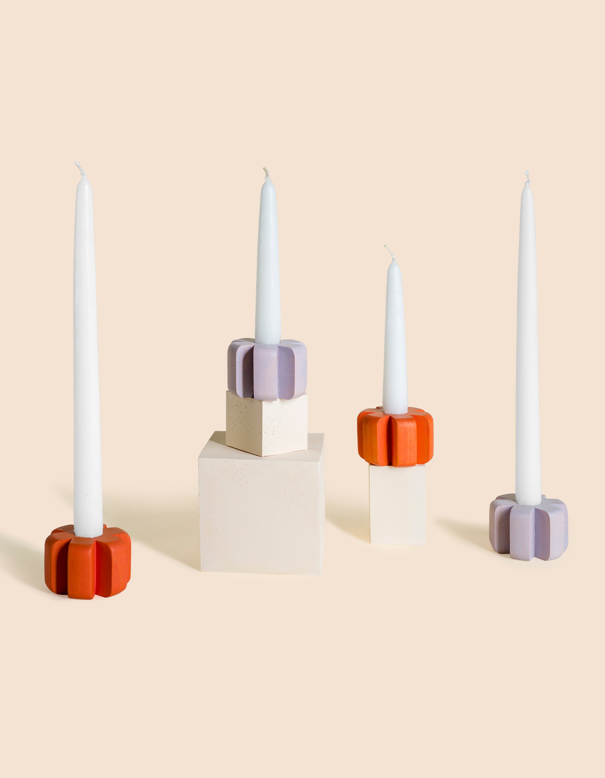 Asterisk Candleholder Pair - Colorful