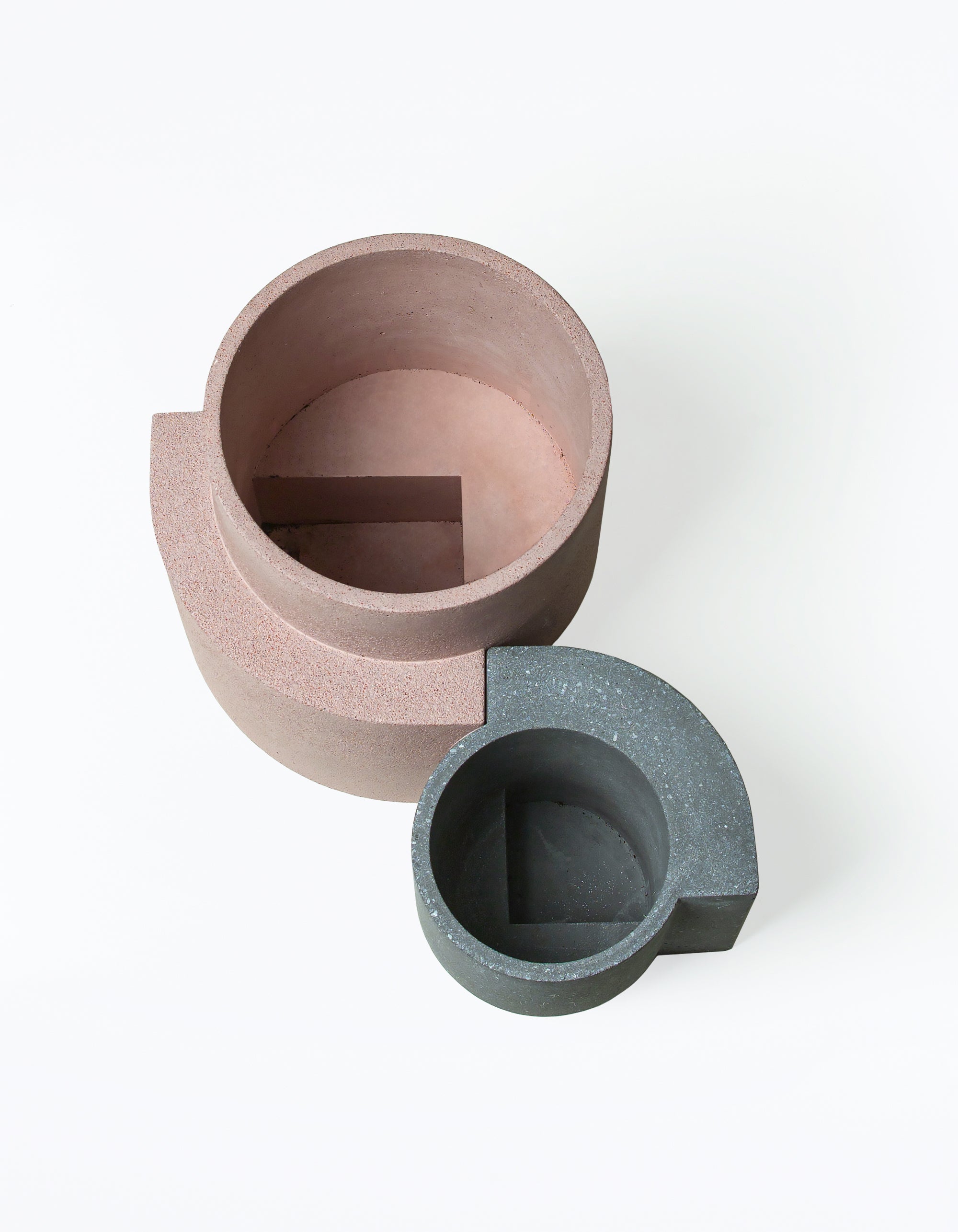 Platform Planters, The Contemporary Set (one Medium Coral and one Small Graphite)